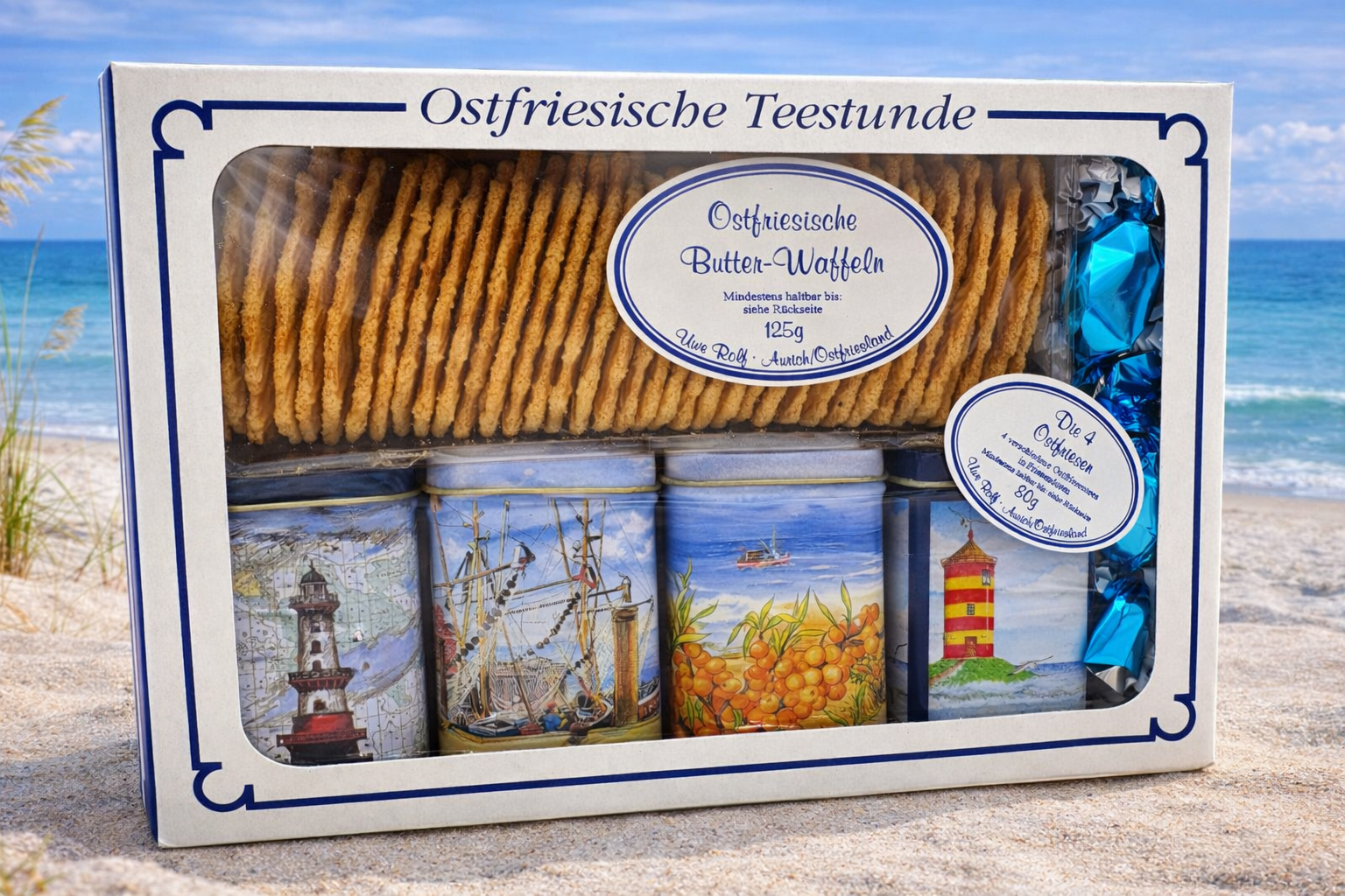 Geschenkset "Die vier Ostfriesen mit Butterwaffeln"